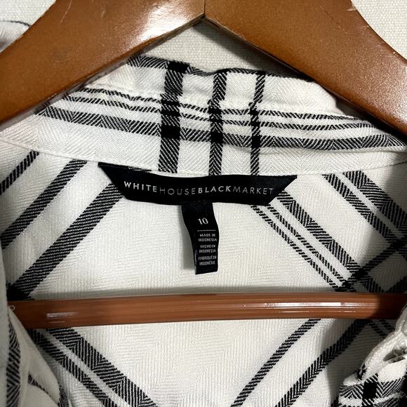 White House White‎ & Black Market Plaid Button-Down Shirt Blouse Tunic - Size 10 - Picture 4 of 7